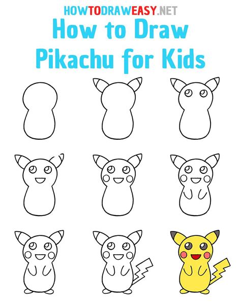 directed drawing for kids pikachu|How To Draw Pikachu (Step by Step Pictures).
